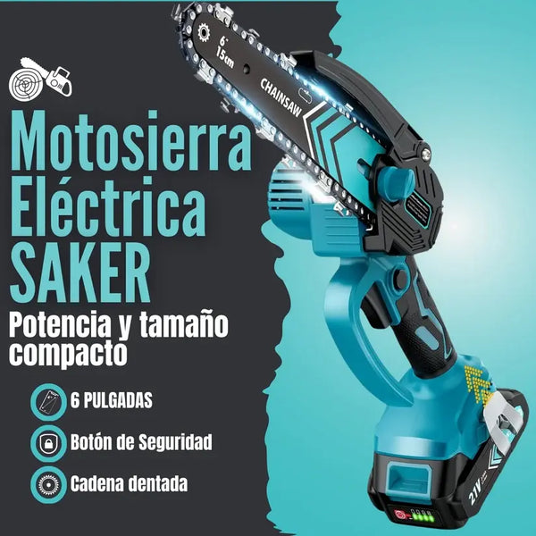 Motosierra Eléctrica a Batería + 1 Batería Adicional de Regalo