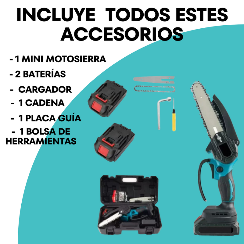 Motosierra Eléctrica a Batería + 1 Batería Adicional de Regalo